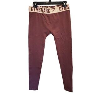 GymShark Women’s Size M Flex DRY Cropped Leggings Waistband Logo Marled Ruby